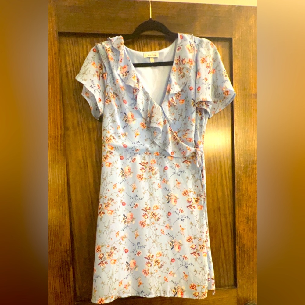 Blue Floral Spring Easter Dress Juniors Size L